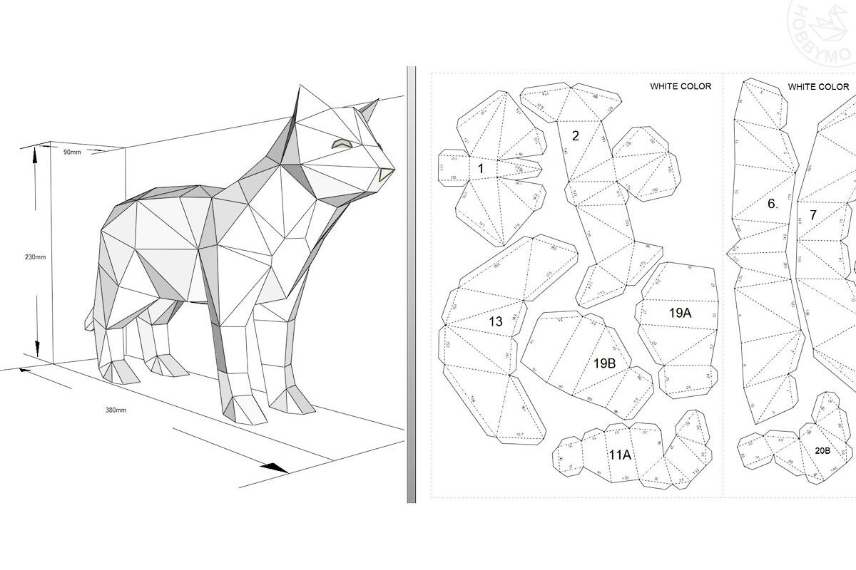 standing-cat-3d-papercraft-template-hobbymo